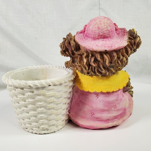 Vintage Teddy Bear with Basket Planter - Picture 4 of 7